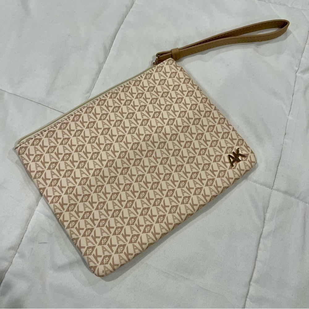 Anne Klein Beige Patterned Wristlet